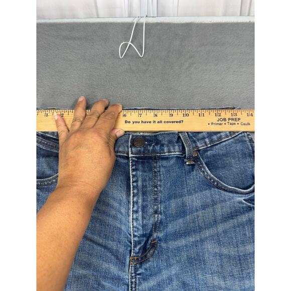 Spanx Legging Jeans Large Denim Raw Hem Distressed High Rise Medium Wash Stretch - Picture 5 of 7